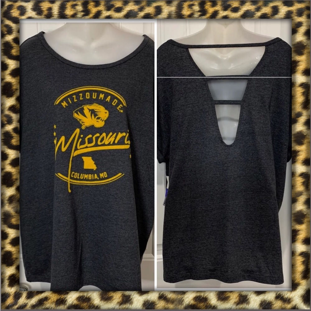Plus Size Missouri Tigers Tee With Open Back NWT